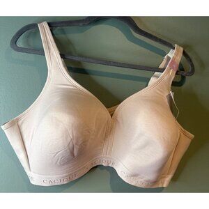NEW Cacique 44C Tan Lightly Lined Wireless Cotton Bra Comfort Lounge Everyday